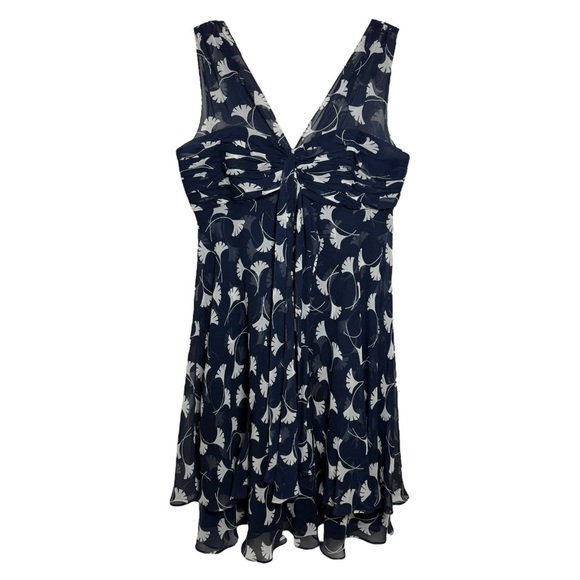 Donna Rico NY 100% Silk Baby Doll Layered Dress Size 10 Blue White - Picture 8 of 8